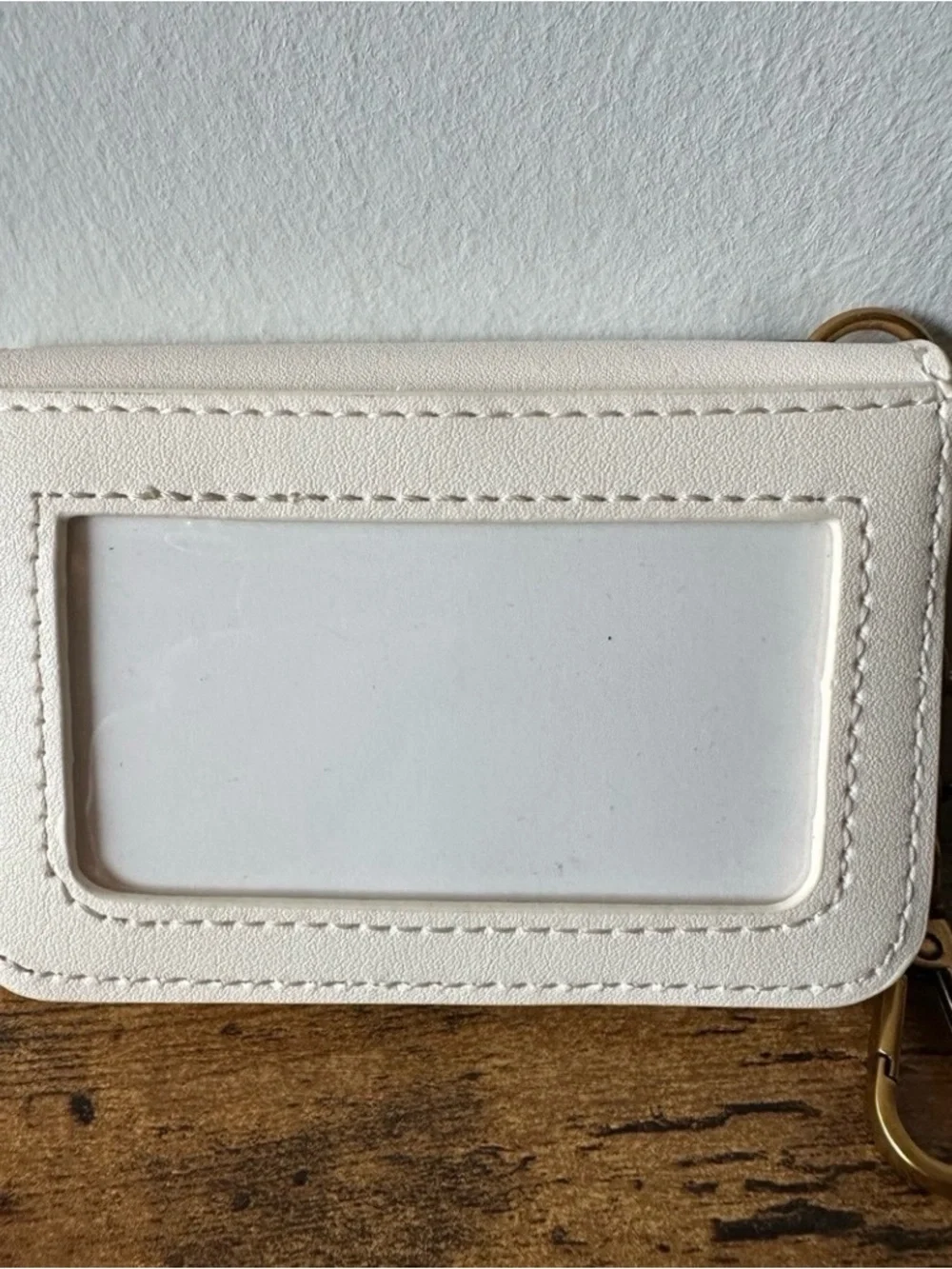 Steve Madden Ivory White Card Holder with Gold Hardware Keychain Bag Charm NWOT